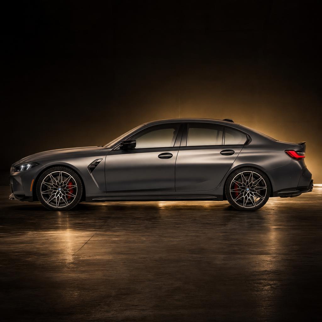 BMW M3 Competition in grau metallic — Seitenansicht